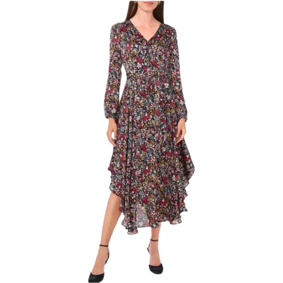Vince Camuto Dresses & Skirts - Vince Camuto Pink and Red Floral Long Sleeve Dress NWT Size L